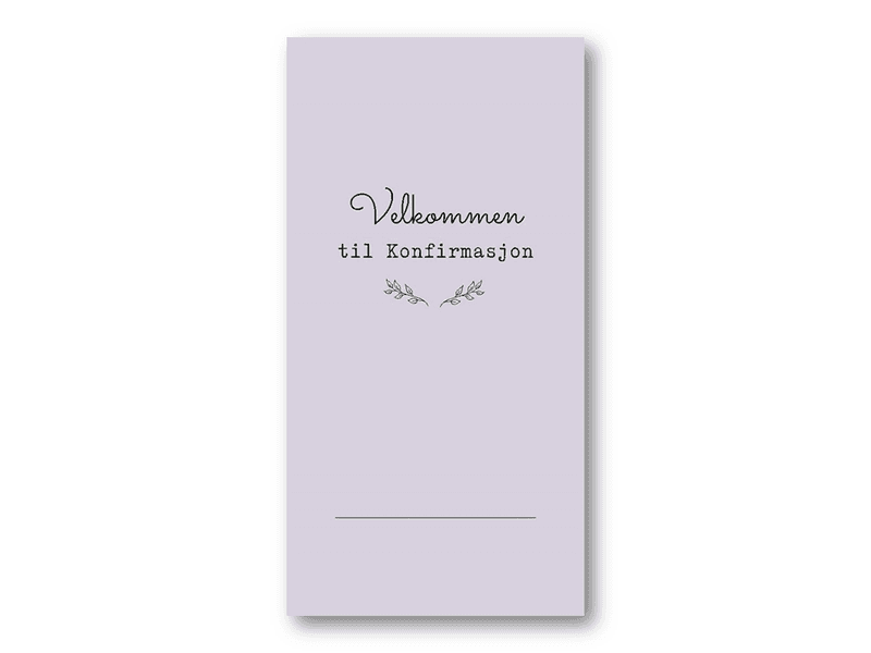 Bordkort | Velkommen til konfirmasjon | 6,4x13 cm