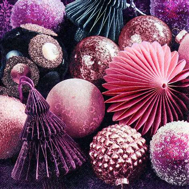 Hovedbilde Servietter, Mauve Baubles, 33x33 cm
