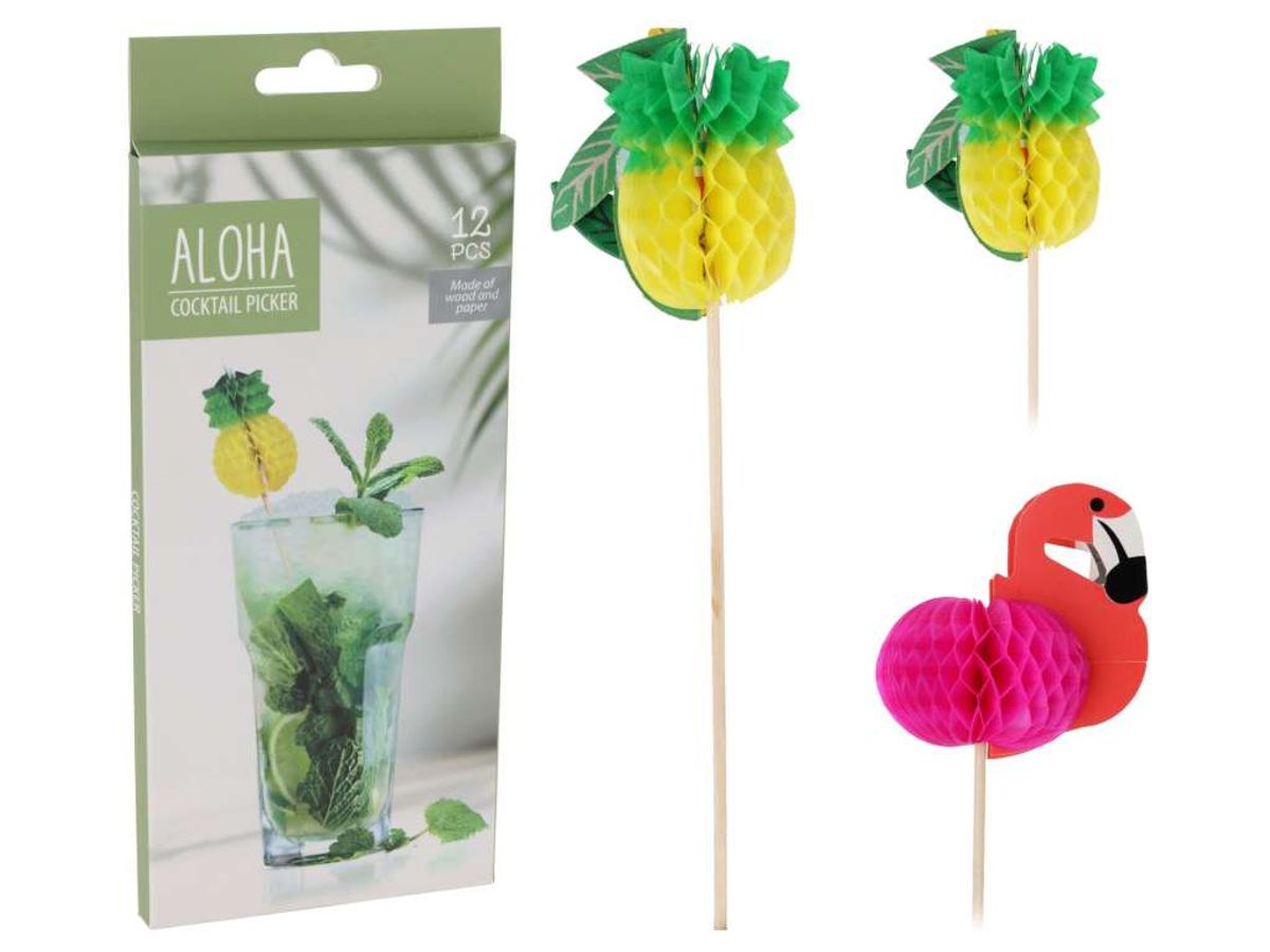 Cocktail stick, bambus, 12 stk, 2 ass