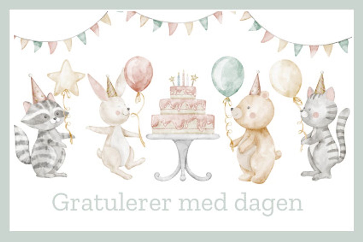 Gratulerer med dagen dyr| 10x15 cm