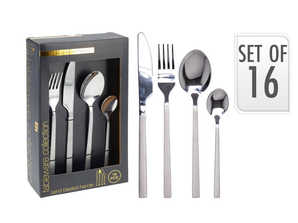 Bestikksett 16 deler, sølvfarget