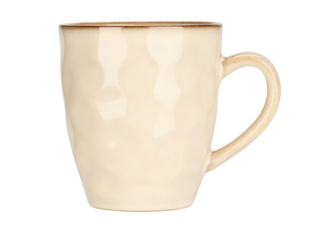 Krus i steingods med preget mønster